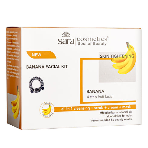 Sara Banana Facial Kit | For Brightening And Nourishing Skin | All in 1 ( cleansing + scrub + cream + mask ) | Suitable for All Skin Type | 4x50g